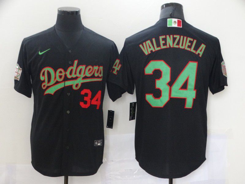 Men Los Angeles Dodgers 34 Valenzuela Black Game 2021 Nike MLB Jerseys
